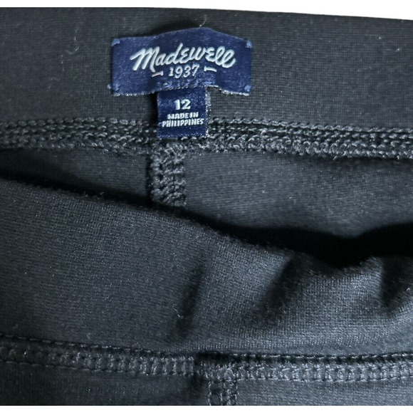 Madewell Black Panel Ponte Stretch Moto Pant Faux Leather Panel Zipper Ankle 12 - Picture 5 of 6